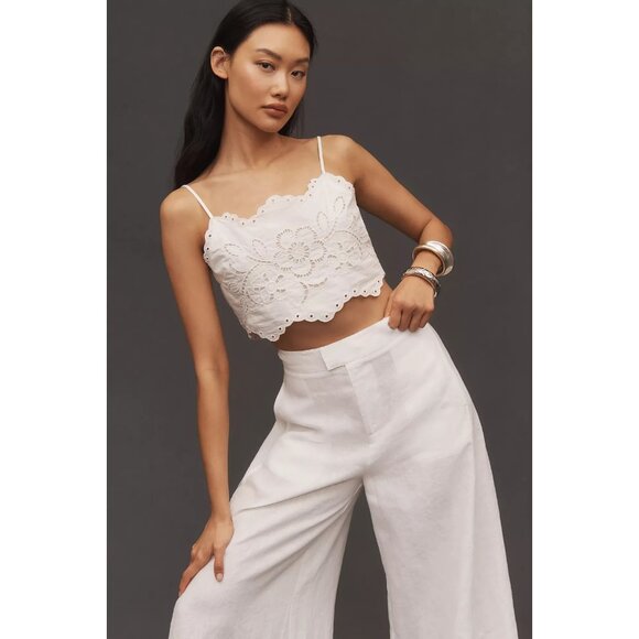 By Anthropologie Linen Palazzo Pants 14 - Picture 3 of 5